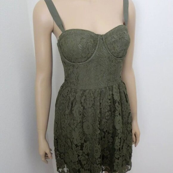 NWT Abercrombie Womens Lace Corset Dress Size XS or Small Olive Green - Picture 5 of 6